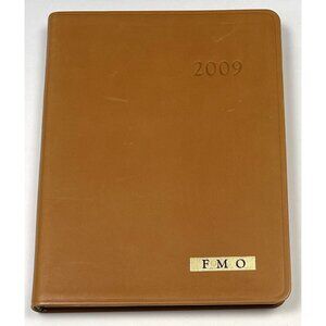 VTG Unused 2009 The Vertical DESK DIARY Camel Leather Gilded Personalized FMO